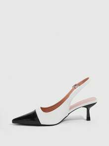 CUCCOO SZL Minimalist Pointed Toe Women Pumps For Office And Commute - Black and White - View 5