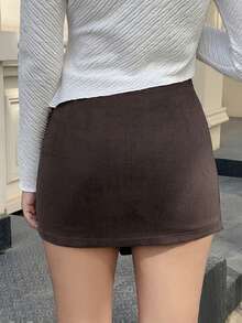 Chiquease Asymmetric Twist Strap Mini Skirt - Brown - View 2