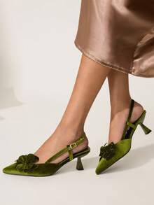 CUCCOO CHICEST Zapatos de tacón elegantes para fiesta de mujer con decoración floral 3D