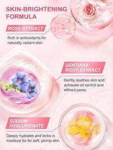 Rose Brightening Toner, Rose, befeuchten und aufhellen, minimieren das Aussehen der Poren, und sanft peelt die Haut, gute Wahl für Hochzeit, Urlaub, Strand, Reisen EssentialsEaster Geschenke, geeignet für Sommer Hautpflege - Pink - Übersicht 4