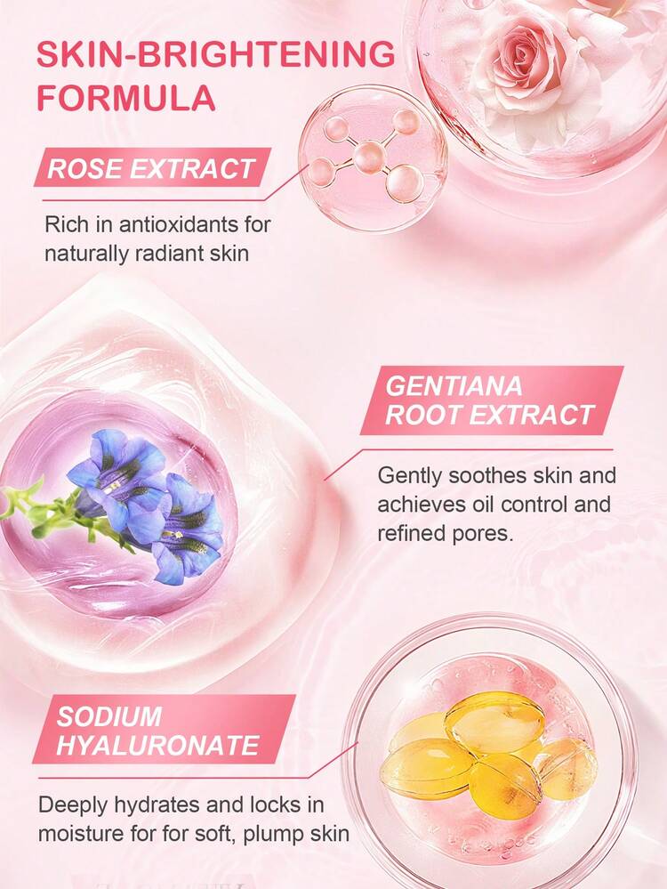 Slow Sunday Rose Brightening Toner, Rose, Moisturize And Brighten, Minimize The Appearance Of Pores, And Gently Exfoliates Skin, Good Choice For Wedding, Vacation, Beach, Travel EssentialsEaster Gifts, Suitable For Summer Skin Care - Pink - View 4