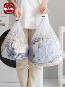 1pc Laundry Wash Bag With Drawstring And Honeycomb Mesh For Delicates, Thick Fine Mesh Washing Machine Bag, Hanging Mesh Laundry Hamper, Multi-Functional Clothes Storage Mesh Bag, Wall-Mounted Changing Clothes Bag, Large Dirty Clothes Storage Laundry Bag For Bathroom, Apartment, RV, College Dorm, Laundry Organization For Bathroom Bedroom Travel Essentials Travel Accessories Vacation Summer Holiday Back To School - White - View 2