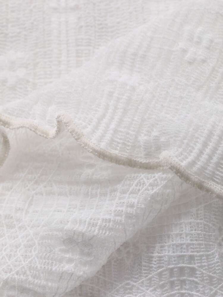 Young Girls Lace Trim Casual Long Sleeve Top, Spring/Autumn