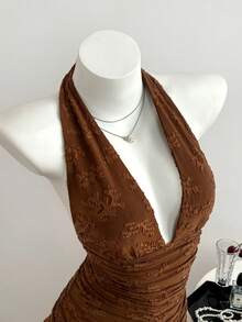 Elamini Sexy Summer Dress In Textured Fabric With Multi-Layer Hem And Backless Design For New Year Party