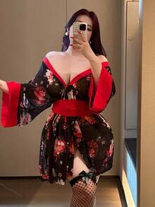 Vibekara 性感浪漫束腰印花短裙