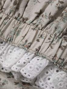 DAZY Toddler Girls' Floral All-Over Print Casual Loose Lace Trim Patchwork Bottoms - White - View 7