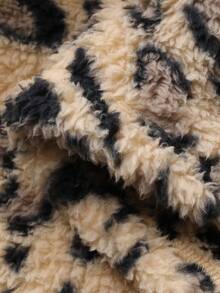 DAZY Women's Leopard Print Flannel Robe, Mid-Length With Lapel, Winter - Brown - View 8