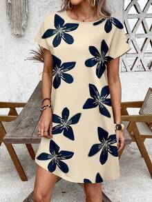 EMERY ROSE Casual Floral Print Vacation Mini Dress For Women, Suitable For Spring/Summer,Casual - Multicolor - View 3