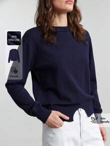 Ontre Áo len nữ 2026, Ngày Valentine, Cổ tròn, Màu trơn, Xanh navy, Xẻ tà nhỏ, Phong cách tối giản thanh lịch, Dành cho nữ, Tiệc nghỉ dưỡng, Ngày lễ, Trang phục công sở nữ, Trang phục chuyên nghiệp, Trang phục thường ngày nữ, Đa năng, Phong cách thành thị, Trang phục dự tiệc, Trở lại trường học, Áo nữ, Thoải mái thường ngày, Đa năng đi làm, Trang phục đa năng cho nữ, Áo nữ thời trang, Tay dài - Màu xanh hải quân - Xem 2