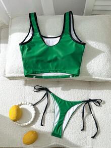 Swim Vcay Women's Summer Beach Letter Print Fashionable Bikini Swimsuit Set - Multicolor - View 2