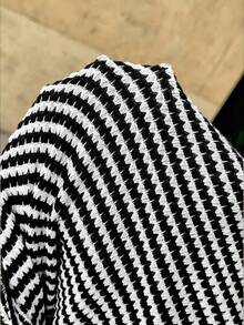 SHEIN Maternity Vacation Striped Twist Cutout Sexy Camisole Dress - Black and White - View 5