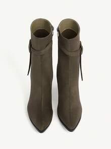 CUCCOO CHICEST 女士时尚百搭通勤粗跟中筒靴 - 軍綠色 - 查看 9