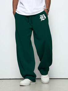 Manfinity EMRG Men's Drawstring Pocket Casual Loose Fit Sweatpants - Dark Green - View 4