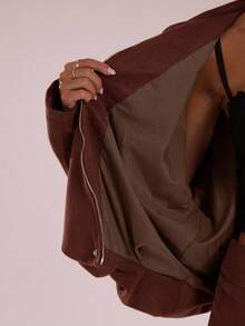 SHEIN BAE Chaqueta corta casual, suelta y relajada - Marrón - Ver 7