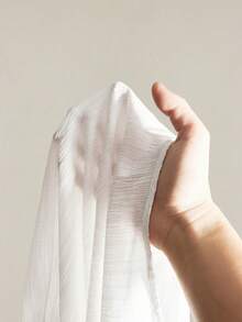 SHEIN ICON Plus Size Women Twist Knot Textured Black Lantern Sleeve Top - White - View 8