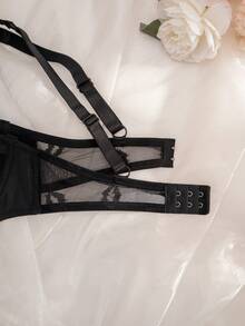 Comfortable Underwire Lace Patchwork Thin Underwear - Black - View 5