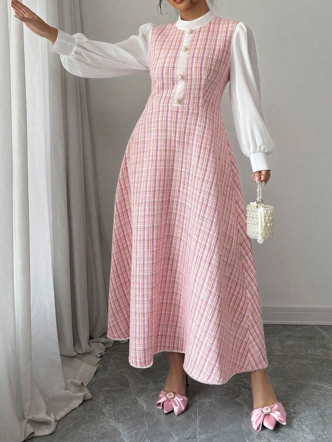 Modelyn فستان طويل الأكمام مناسب للمقاسات الكبيرة،...