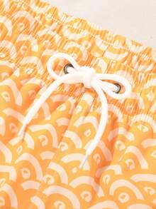 Manfinity Swimmode Men's Summer Vacation All-Over Print Drawstring Waist Slant Pocket Beach Shorts - Yellow - View 7