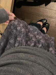 DAZY Áo thun dài tay nữ phối ren, vai lệch, kiểu Hàn Quốc, thích hợp cho mùa xuân/hè. - Xám - Xem 6