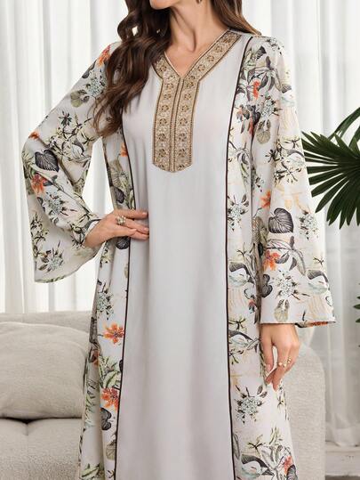 Al Najma Đầm đi nghỉ mát dáng rộng, phối màu tương phản mới, kiểu dáng thường ngày, thoải mái, thích hợp mặc hàng ngày.