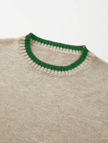 SHEIN Franclia 新款夏季休闲个性拼接撞色时尚百搭女式针织上衣 - 軍綠色 - 查看 6