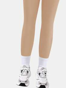 SHEIN Sparklyn 2件套青少年女孩休闲基本款运动街头瑜伽方领长袖连体裤 - 彩色 - 查看 7