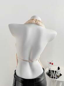 Comfortcana 2025秋冬新款时尚女士性感露背鹿纹仿毛皮吊带上衣，适合街头、度假、秋冬季节、圣诞节、新年、海滩、派对、优雅休闲等各种场合穿着。 - 紫紅色 - 查看 2