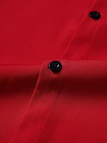 Manfinity Homme Men's Solid Color Short Sleeve Single-Breasted Casual Shirt - Red - View 5