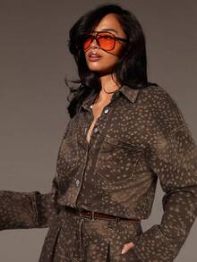 Athîral 女士鹿纹纹理牛仔连体裤 - 彩色 - 查看 5