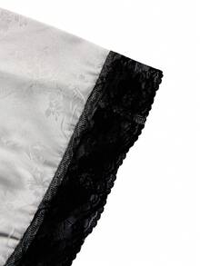 Sunspun Mùa xuân, hè, thu, đầm midi thanh lịch, ngọt ngào, dễ thương làm từ vải chiffon jacquard ghép mảnh, xếp ly ở phần ngực, tay phồng và có dây buộc ren ở eo. - trắng - Xem 6