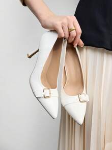 CUCCOO BIZCHIC Women's Elegant Pointed Toe Pumps With Buckle, Suitable For Commuting Valentine's Day - Chantilly - View 3