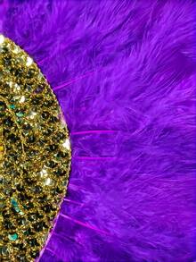 1 Afro-Style Feather Fan, An Elegant Bridal Look For Costumes, Dance Performances, Tea Parties And Wedding Decorations - Purple - View 6