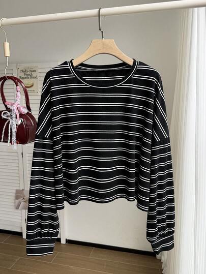 Plus Striped Drop Shoulder Tee
