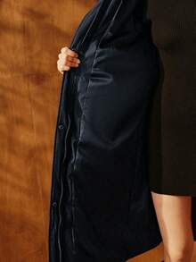 Anewsta Women Casual Padded Jacket With Fur Collar And Hood, Winter - Navy Blue - View 8