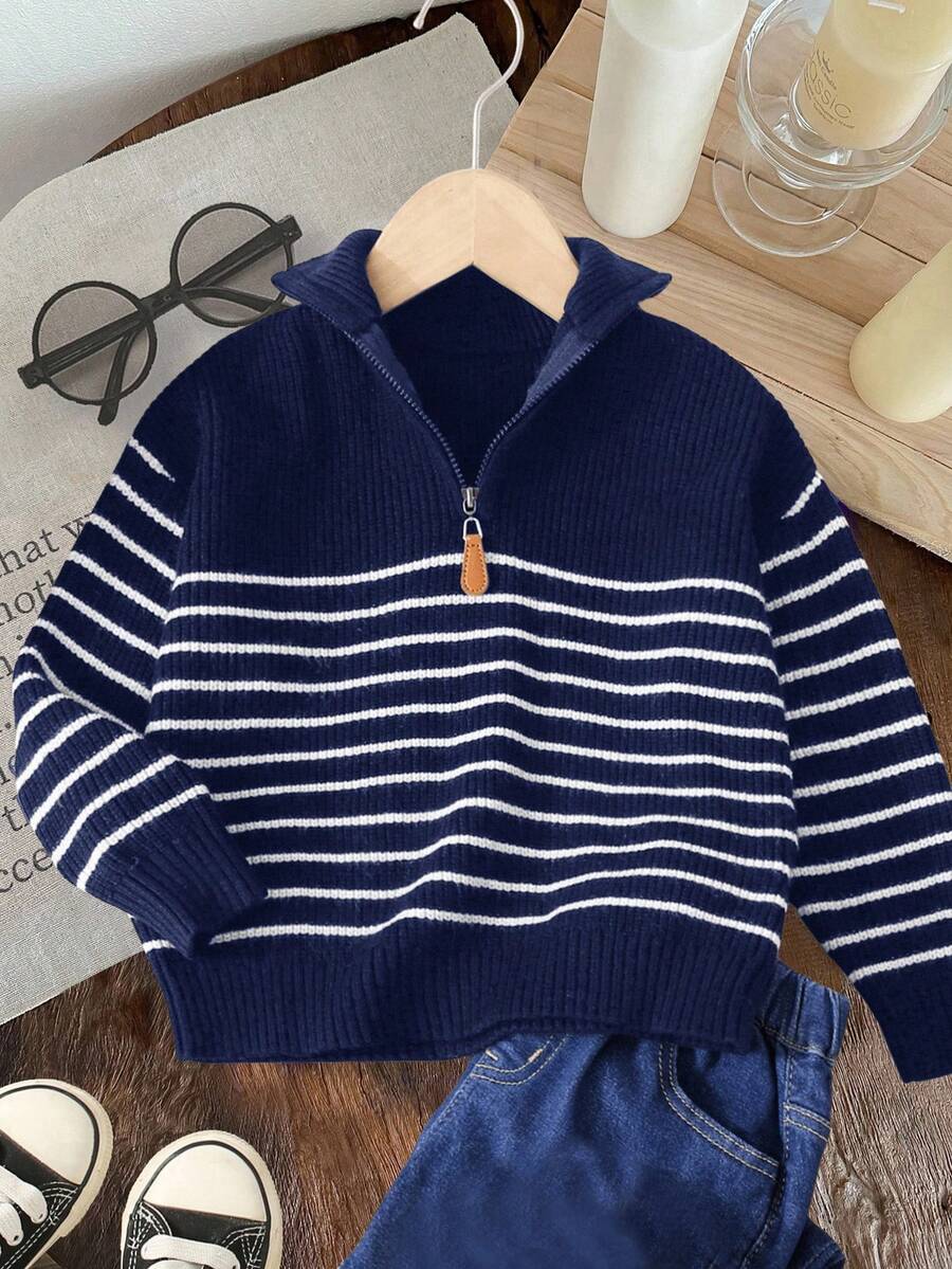 SHEIN 1 pulover casual pentru băieți, stil universitar, moale și confortabil, versatil, cu guler înalt, potrivit pentru purtare zilnică, școală, ieșiri, sport, toamnă/iarnă