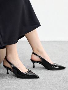CUCCOO BIZCHIC Women's Pointed Toe Buckle Design Everyday Versatile Fashion High Heels - Black - View 5