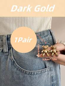 1对/2对熊形腰部收紧器腰扣别针，无需缝纫和工具，腰部调节扣，裤腰纽扣，可拆卸牛仔裤纽扣，腰扣，速成牛仔裤纽扣，领扣，胸针别针，熊形纽扣调节器，可拆卸安全别针腰夹，裤夹，适用于宽松牛仔裤，纽扣替换，裤子压扣，皮带扣，学校用品，教师礼物，返校教师配件 - 暗金色 - 查看 6