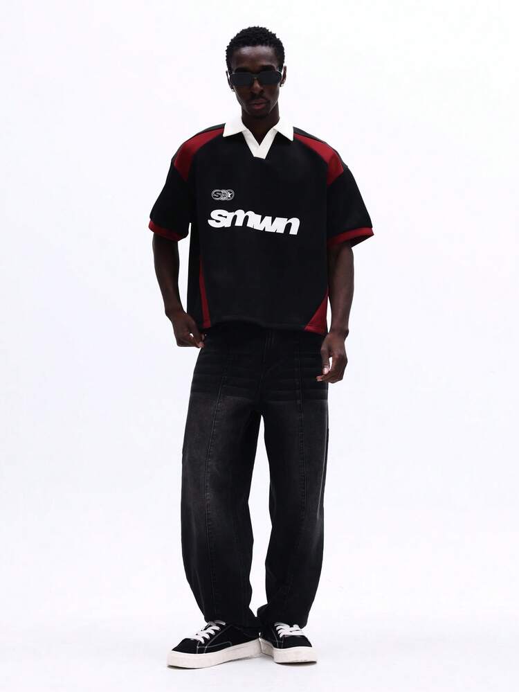 Kurz geschnittenes Polo-Shirt mit Farbblock-Design