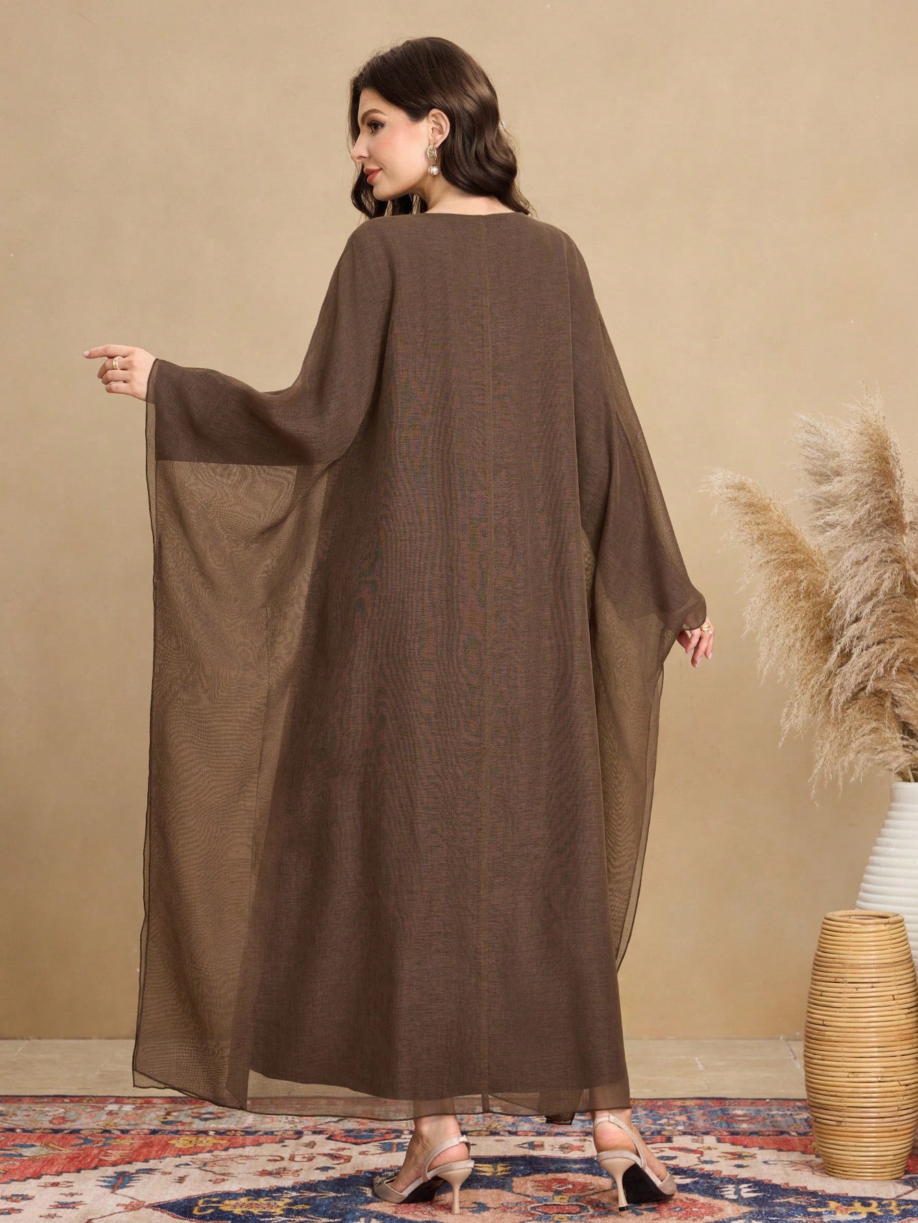 Al Najma جلابيات قفاطين بونشو نسائي من الشيفون مزي...