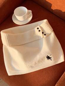 Comfortcana Váy len dệt kim gân trơn màu đa năng thường ngày cho nữ, phong cách Hàn Quốc vào mùa thu/đông - trắng - Xem 4