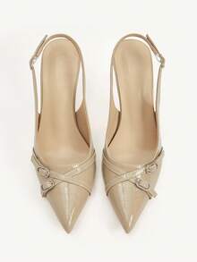 CUCCOO CHICEST Women's Fashionable Elegant Pointed Toe High Heels For Christmas - Khaki - View 9