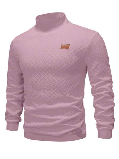 Manfinity Homme Men's Mandarin Collar Long Sleeve Casual Pullover Sweatshirt Mens Sweater Men Turtleneck Shirts Men S Clothing Online Mens Turtle Neck Jumper For Men Old Money,Daily Leisure, Weekend Trips, Outdoor Activities, Travel Expeditions, Relaxed Work Environments Or Semi-Formal Occasions,Boyfriend/Husband Gift, Anniversary Gift  Wedding