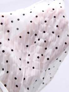 Sweetra 大码女式休闲白底黑波点衬衫 - 白色 - 查看 6