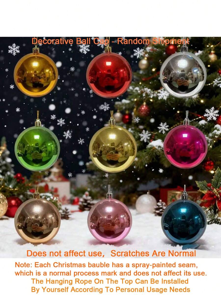 15厘米圣诞球，圣诞装饰品，圣诞饰品，大号红色圣诞球，圣诞树装饰球，圣诞树挂饰，家居派对圣诞树装饰，新年礼物 - 彩色 - 查看 1