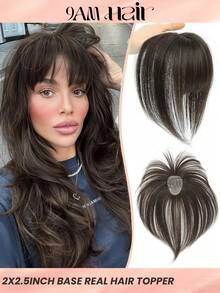 Bangs Hair Clip 8" Hair Toppers For Women Real Human Hair 360° 3D Cover Real Hair Topper With Bangs Straight Hairpieces Clip In Bangs