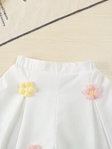 新款女童春夏无袖罗纹上衣短裤套装，时尚可爱日常休闲两件套，适合上学、度假、旅行、户外运动、返校等场合。 - 彩色 - 查看 5