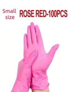 100PCS Powder Free Disposable Rose Red Nitrile Gloves For Kitchen Bathroom Bedroom Hair Salon Tattoo Studio Multi Purpose Use - Hot Pink - View 6