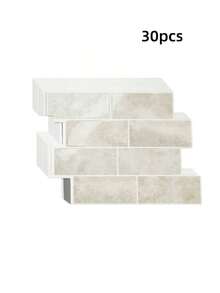 30 miếng dán tường giả gạch màu be bóng bẩy, tự dính, chống thấm nước, thích hợp cho phòng khách, nhà bếp, phòng tắm, nhà ở, kiểu Zellige. - Màu be - Xem 3