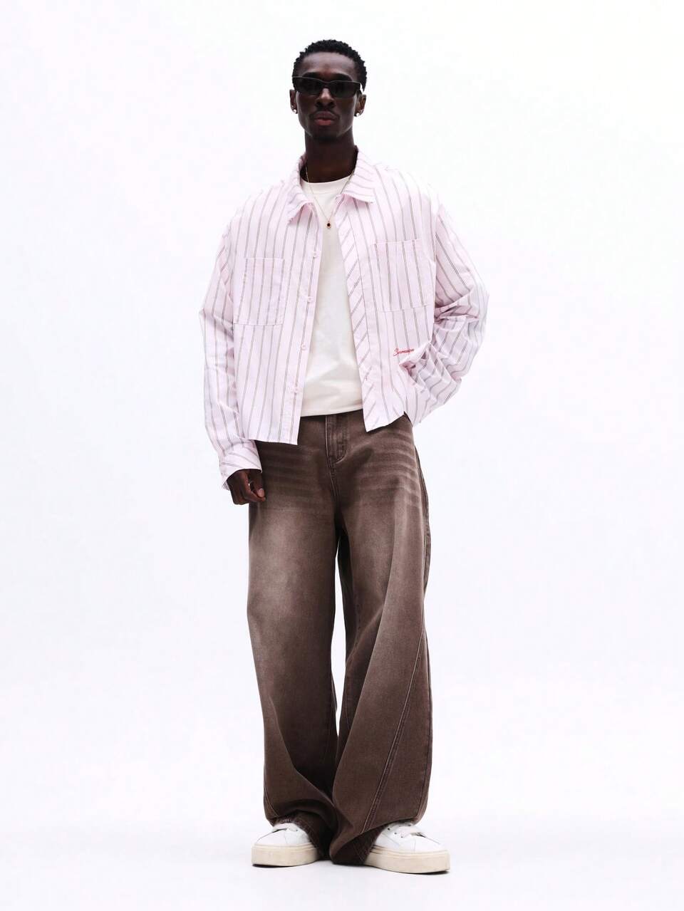 Boxy Fit Striped Shirt With Collar