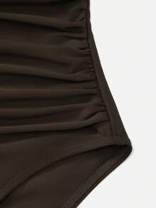 Swim Oasis 女士优雅不对称金属抹胸上衣和半裙套装 - 棕色 - 查看 3